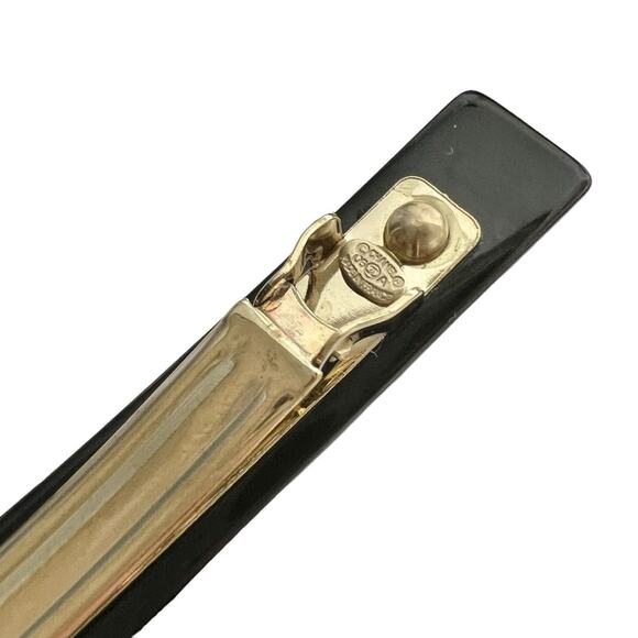 AUTH VTG Chanel Black Resin Pearl & Gold CC Logo Inclusion Hair Clip Barrette main image 15